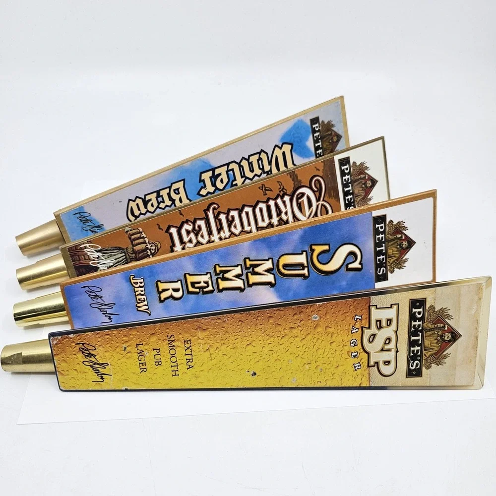 (4)PETE'S ESP- Summer - Winter- Oktoberfest Lager Beer tap handle LARGE 3 sided